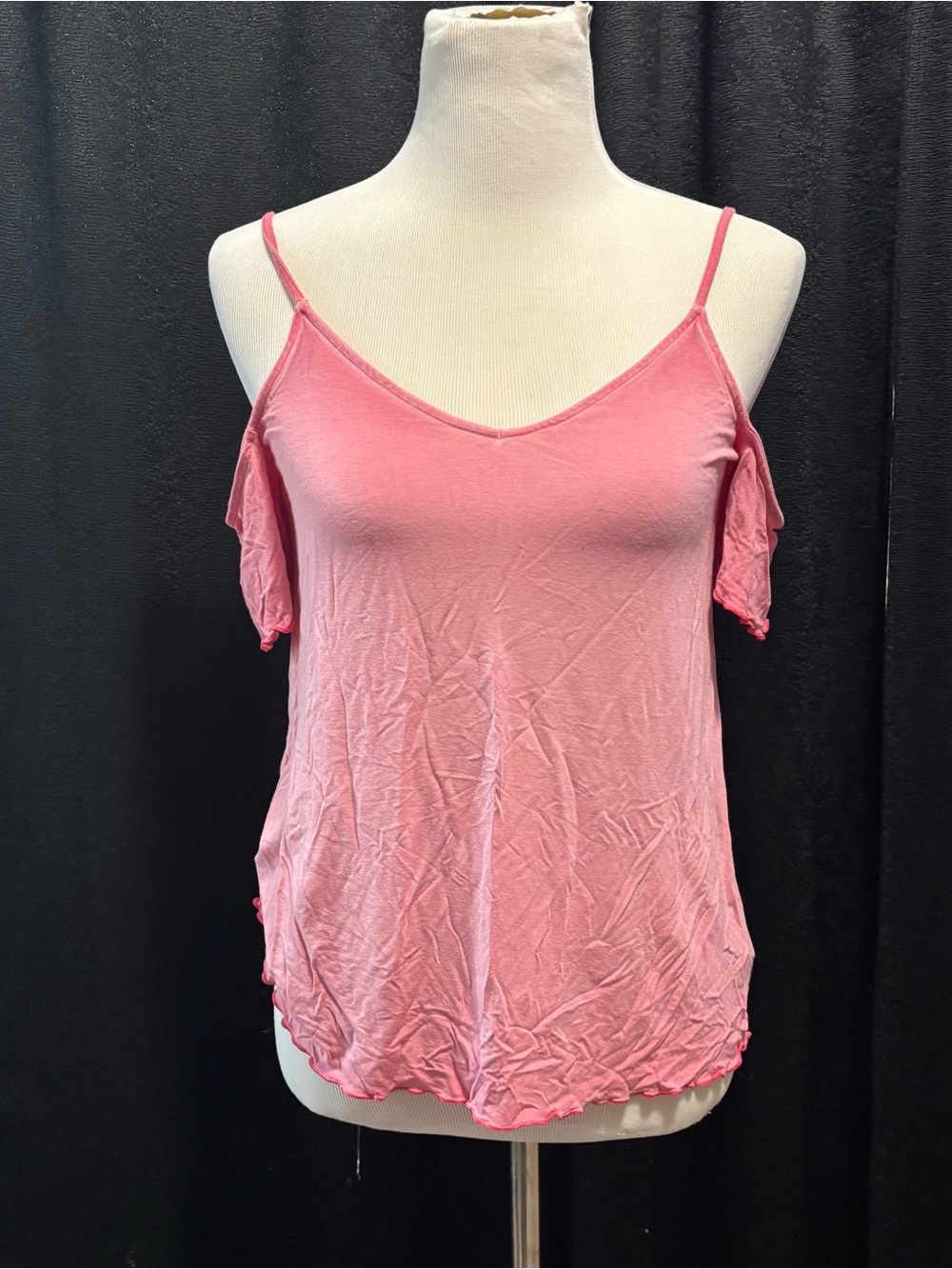 American Eagle Outfitters Pink Cold-Shoulder Spaghetti Strap Tank